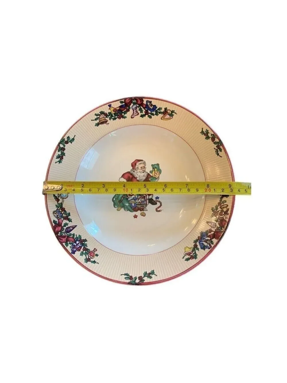 Fitz and Floyd Santas List Soup Bowl 1994 Christmas Rimmed Dinnerware Vtg